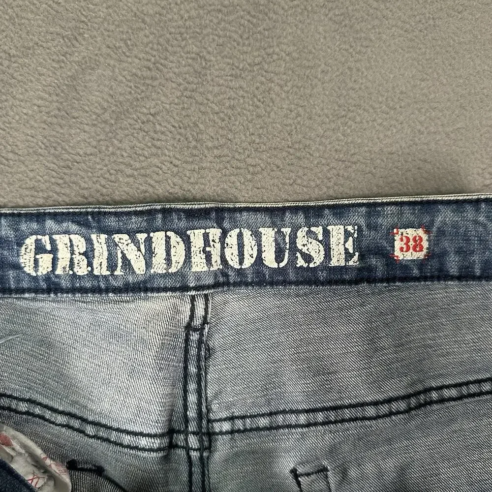 Grindhouse Denim Jeans Light Wash Men’s 38x33 Distressed Slim Fit Streetwear